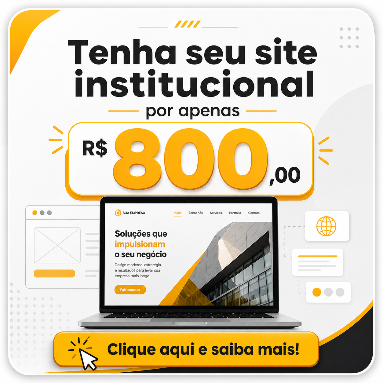 Tenha seu site institucional por apenas R$ 800,00 — criação de sites Andreia Gráfica, clique e saiba mais